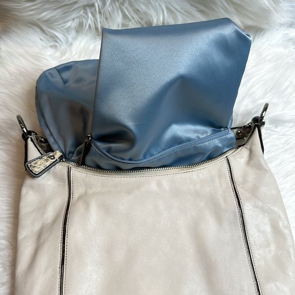 GUC Coach Kristin Python Croc Embossed Cream/Grey Leather Hand/Shoulder Bag - Picture 13 of 16